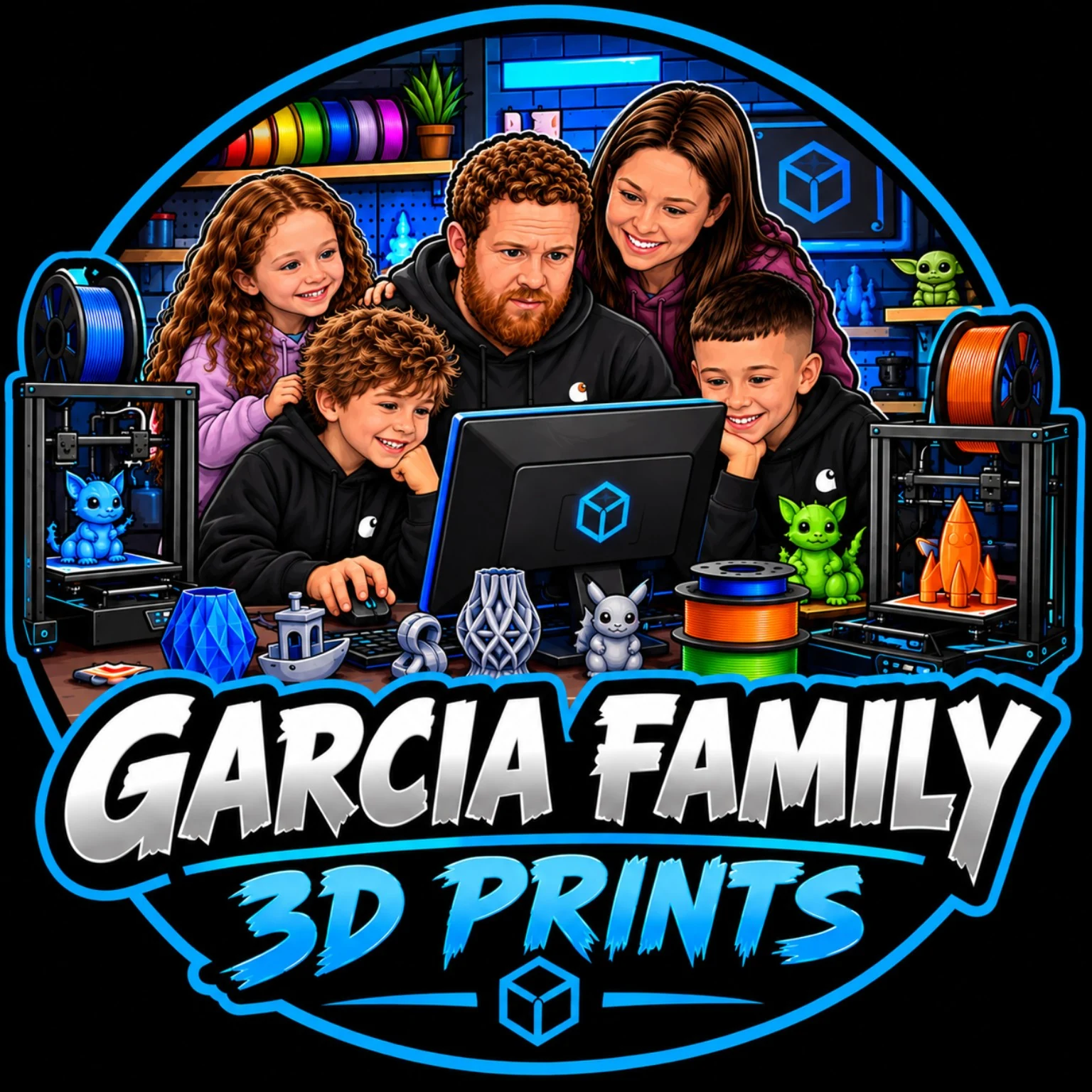 Garcia Family 3D Prints illustrated family logo